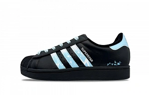 Adidas Originals Superstar 2 Abrasion Resistant Low Top Skateboard Shoes Unisex Blue Black