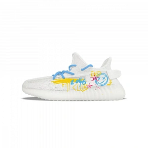 Adidas Originals Yeezy Boost 350 V2 Abrasion Resistant Low top Casual Shoes Unisex White Blue