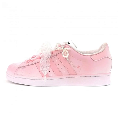 Adidas Originals SUPERSTAR Pink Heartbeat Abrasion Resistant Low top Skateboard Shoes Unisex Pink White