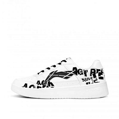 LiNing Pontoon Boats AGT Anti Slip And Wear Resistant Height Increasing Low top Skateboard Shoes Men's Black White