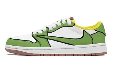 Travis Scott x Jordan Air Jordan 1 Green White Travis Scott X AJ1 LOW top Vintage Basketball Shoes Unisex White Green