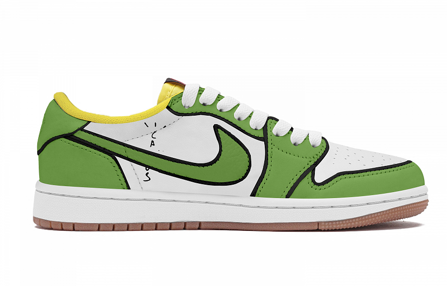 Travis Scott x Jordan Air Jordan 1 Green White Travis Scott X AJ1 LOW top Vintage Basketball Shoes Unisex White Green купить в интернет-магазине Yoocart с быстрой доставкой по России.