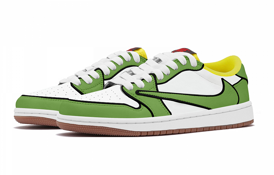 Travis Scott x Jordan Air Jordan 1 Green White Travis Scott X AJ1 LOW top Vintage Basketball Shoes Unisex White Green купить в интернет-магазине Yoocart с быстрой доставкой по России.