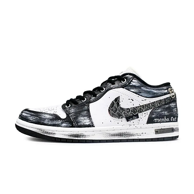 Jordan Air Jordan 1 Abrasion Resistant Low top Vintage Basketball Shoes Unisex Black White