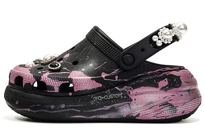 Crocs Crush Clog ADCDAVINCI Custom, Tahiti Clogs Unisex Black Pink
