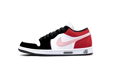 Jordan Air Jordan 1 Cushioning, Wear Resistant Low top Vintage Basketball Shoes Unisex Black Red