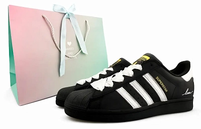 Adidas Originals SUPERSTAR Abrasion Resistant Low top Skateboard Shoes Women's Black Silver