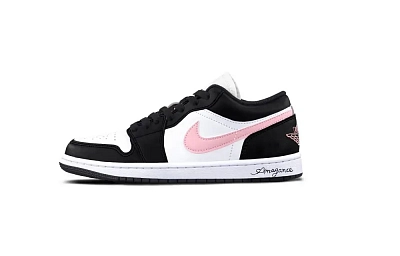 Jordan Air Jordan 1 Abrasion Resistant Low top Vintage Basketball Shoes Unisex Black Pink
