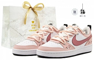 Nike Court Borough Low2 Barbie Sweetheart Low top Skateboard Shoes Women's Beige Pink