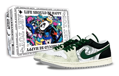 Jordan Air Jordan 1 Xuanwu, Trendy Toy, Box Abrasion Resistant Low Top Vintage Basketball Shoes Unisex White Green