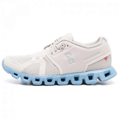 On Cloud 5 Anti Slip Wear Resistant Low Top Running Shoes Women's Beige Blue