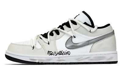 Jordan Air Jordan 1 Freeformism Abrasion Resistant Low top Vintage Basketball Shoes Unisex Tea White