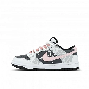 Nike Dunk Vow Of Cherry Blossom Abrasion Resistant Low top Skateboard Shoes Unisex Gray Pink
