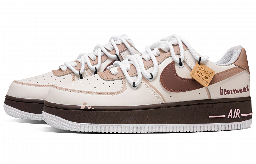 Nike Air Force 1 Heartbeat Box Abrasion Resistant Low top Skateboard Shoes Unisex Beige Brown купить в интернет-магазине Yoocart с быстрой доставкой по России.