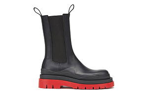 Bottega Veneta Tire Chelsea Crew Chelsea Boots Women's Black Red 1 4114530
