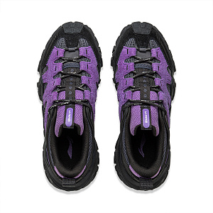 LiNing Dunes Cushioning Anti-Slip Wear-Resistant Breathable Height Increasing Low-Top Casual Shoes Women's Black Purple 3 4116140
