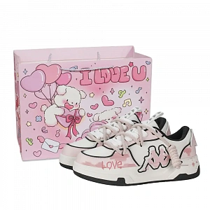 Kappa Slip Resistant, Abrasion Resistant, Lightweight, Height Increasing Low top Skateboard Shoes Unisex Pink