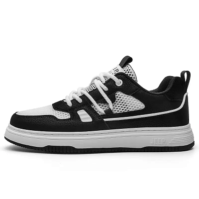 JEEP SPIRIT Black White Classic Vintage Casual Shoes Low Top Skateboard Shoes Men's