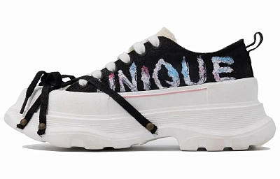 Kappa Player Series Slip Resistant Height Increasing Low Top Casual Shoes Women's Black White