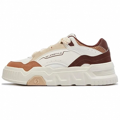 361° Coverage Lightweight Breathable Support Height Increasing Low-Top Skateboard Shoes Women's White Beige Brown