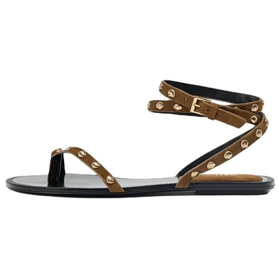 ZARA One Strap Sandals 1.5cm Women's Brown