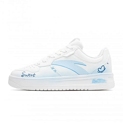 Anta Relaxed Non slip Lightweight Low top Skateboard Shoes Unisex White Blue