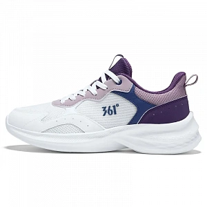 361° Cushioning, Breathable, Supportive Low Top Casual Running Shoes Women's Feather White Lilac Gray Purple