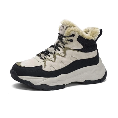 JEEP SPIRIT Insulated Shoes For Men In Winter, Thickened And Fleece Lined Short Snow Boots Unisex