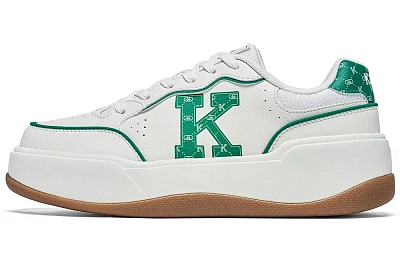 Kappa Anti-Slip Wear-Resistant Low-Top Skateboard Shoes Unisex White Green