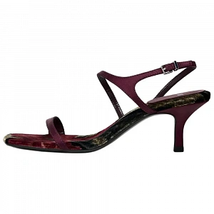 ZARA One Strap Sandals 6cm Women's Dark Red Color