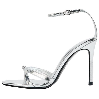 ZARA One Strap Sandals 10cm Women's Silver