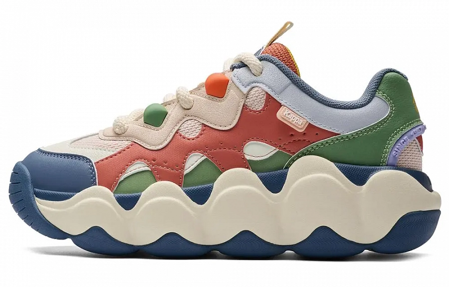 Kappa Anti-Slip Wear-Resistant Low-Top Chunky Sneakers Women's Beige Blue купить в интернет-магазине Yoocart с быстрой доставкой по России.