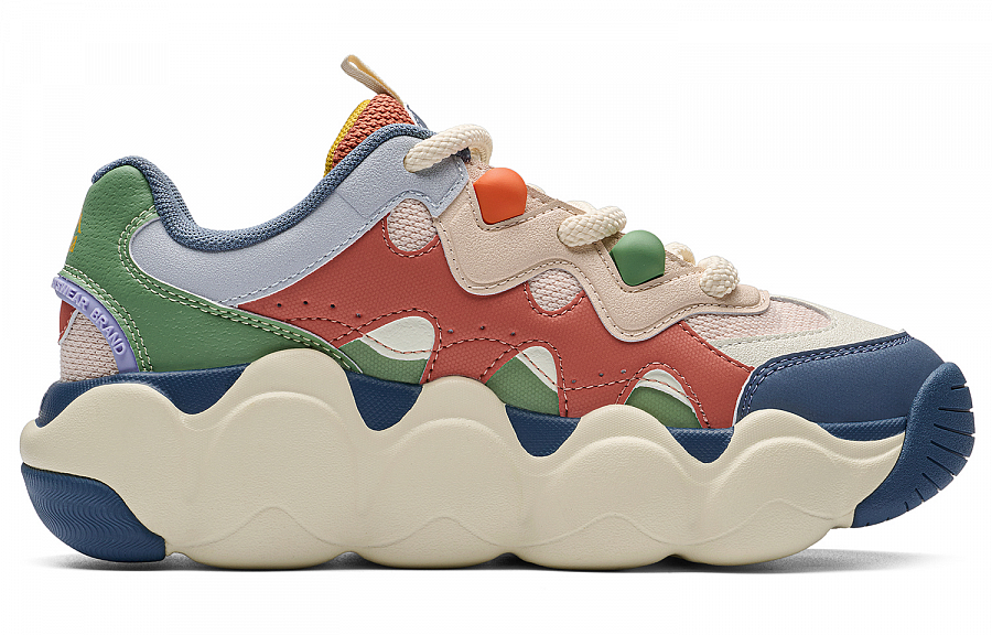 Kappa Anti-Slip Wear-Resistant Low-Top Chunky Sneakers Women's Beige Blue купить в интернет-магазине Yoocart с быстрой доставкой по России.