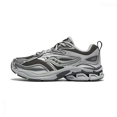 Saucony GRID FUSION Support Low Top Casual Vintage Casual Shoes Unisex Silver Gray