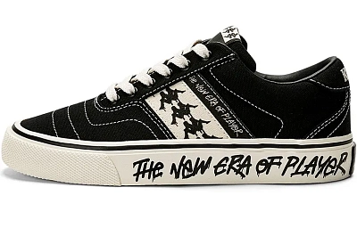 Kappa Abrasion Resistant Low Top Skateboard Shoes Unisex Black Heron Feather White