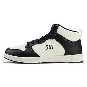 361° Air Force One Slip Resistant Abrasion Resistant Mid top Skateboard Shoes Men's Obsidian Black Feather White