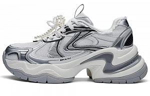 Kappa Back to Back Anti Slip Wear Resistant Low Top Chunky Sneakers Women's Classic White Silver