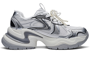 Kappa Back to Back Anti Slip Wear Resistant Low Top Chunky Sneakers Women's Classic White Silver 1 4138690