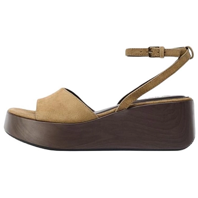 ZARA One Strap Sandals Women's Dark Brown Yellow