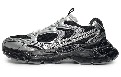 Kappa Cushioned Wear-Resistant Breathable Lightweight Low-Top Running Shoes Unisex Black Silver