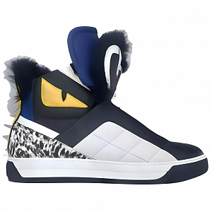 FENDI Red Eye High top Skateboard Shoes Men's Black White Yellow 1 4140920
