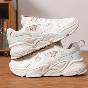 361° Anti-Slip Wear-Resistant Low-Top Casual Shoes Women's White Green 1 4140929