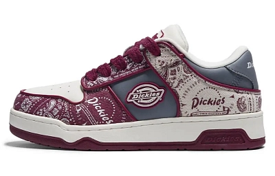 Dickies Trendy, Vintage Paisley Low Top Skateboard Shoes Men's White Red