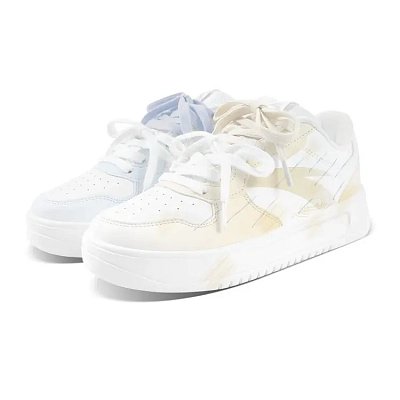 Anta Relaxed Slip Resistant Shock Absorbers Low top Skateboard Shoes Unisex Yellow Blue Mismatched