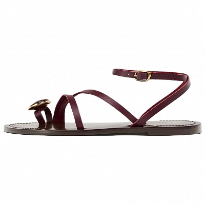 ZARA One Strap Sandals 1cm Women's Dark Red Color