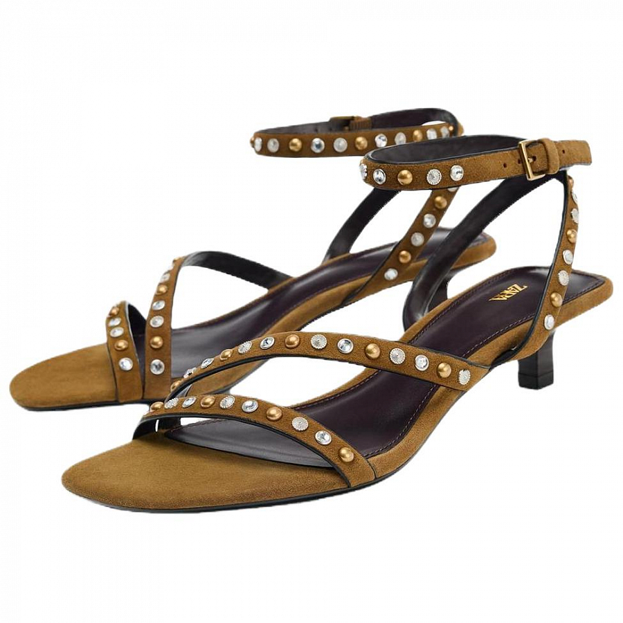 ZARA One Strap Sandals 4cm Women's Olive Green купить в интернет-магазине Yoocart с быстрой доставкой по России.