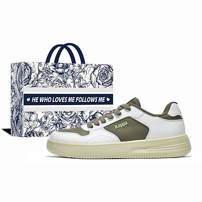 Kappa Anti-Slip Wear-Resistant Low-Top Skateboard Shoes Unisex White Brown