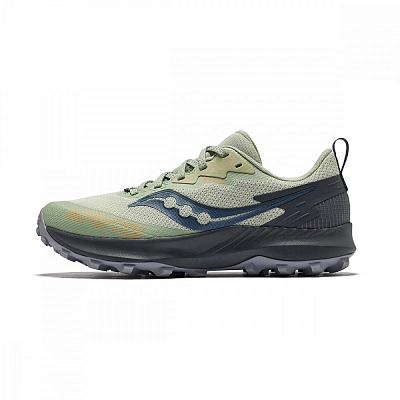 Saucony PEREGRINE 14 GTX Anti Slip Wear Resistant Low Top Running Shoes Women's Green Gray