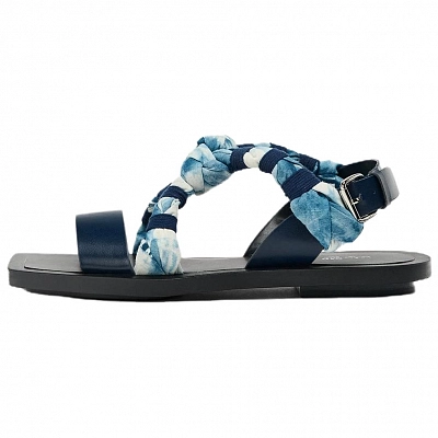 ZARA Fanglu Lin Collaboration One Strap Sandals 2cm Women's Blue