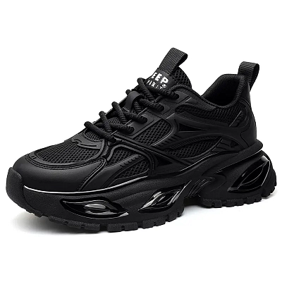 JEEP SPIRIT Super Black Warrior Brand New Upgraded Demon's Eye Collection Low Top Chunky Sneakers Men's Cool Black